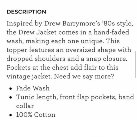 Cabi oversized jean jacket. Bleach washed denim jacket size small ‘Drew’ Style - Picture 15 of 16